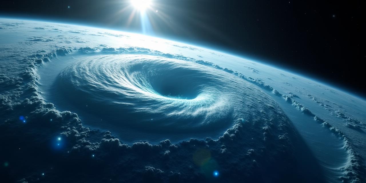 Спутниковый снимок циклона с наложенной сеткой нейронной сети